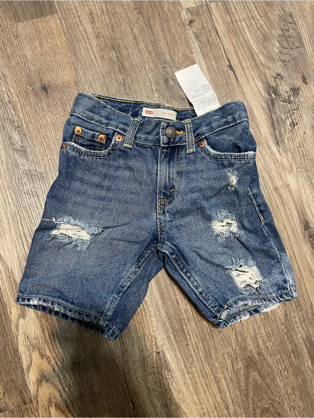 Levi's Kids Distressed Denim Shorts - Blue 511 Slim 4-5 years pre-owned